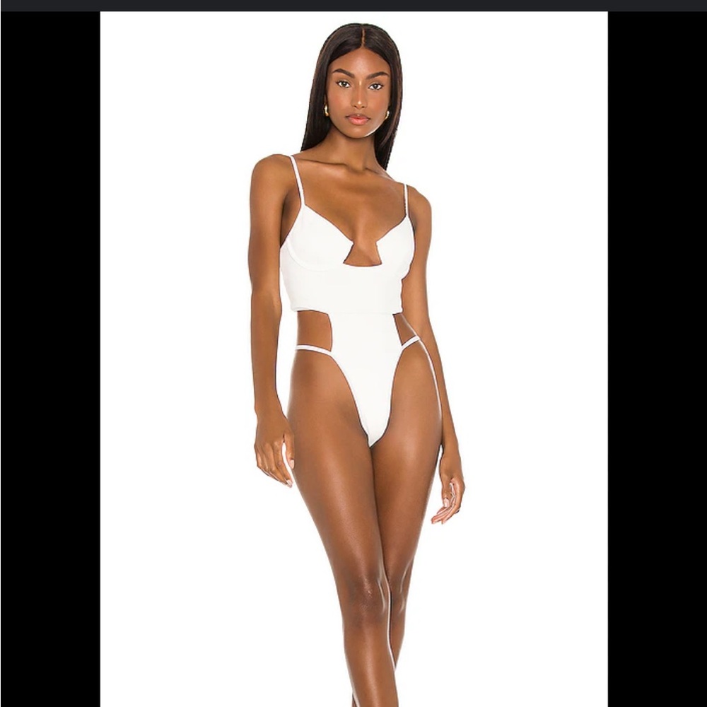 Michael Costello White Cutout Swimsuit
